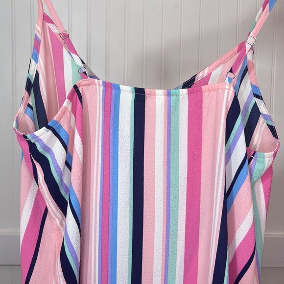 E&M Striped Cami Tank Top Women's Size M V-Neck Knot Front Sleeveless Blouse - Picture 7 of 10